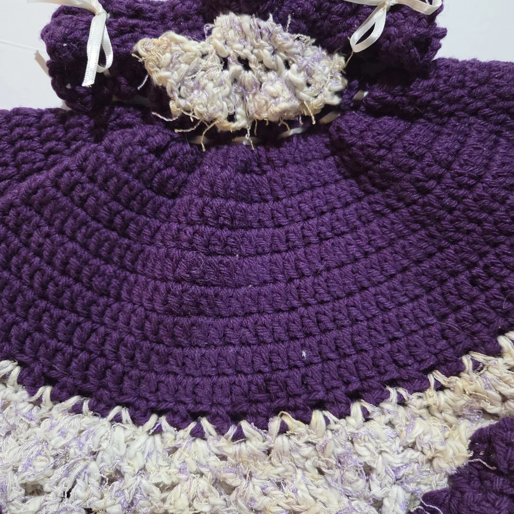 Charming Purple and Cream Crochet Diaper Cover